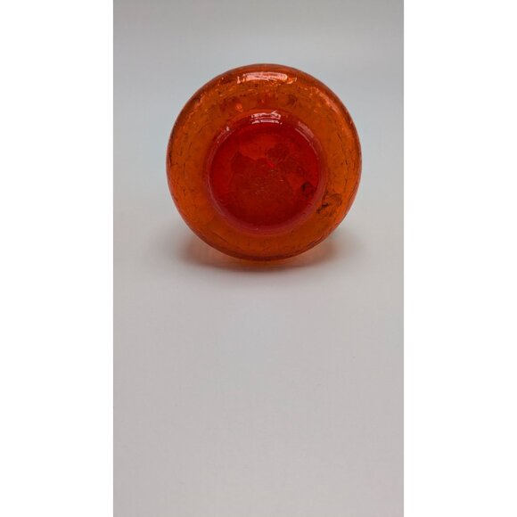 Pilgrim Glass Crackle Glass Pitcher Orange Yellow Handle Vintage Collectible - Picture 8 of 8